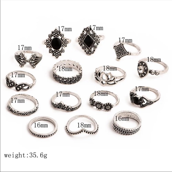 15 Pc. Boho Ring Set - Picture 2 of 4